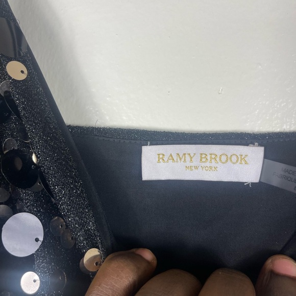 RAMY BROOK Tanya Metallic Sequin Mini Dress In Black Size 8 - Picture 7 of 9